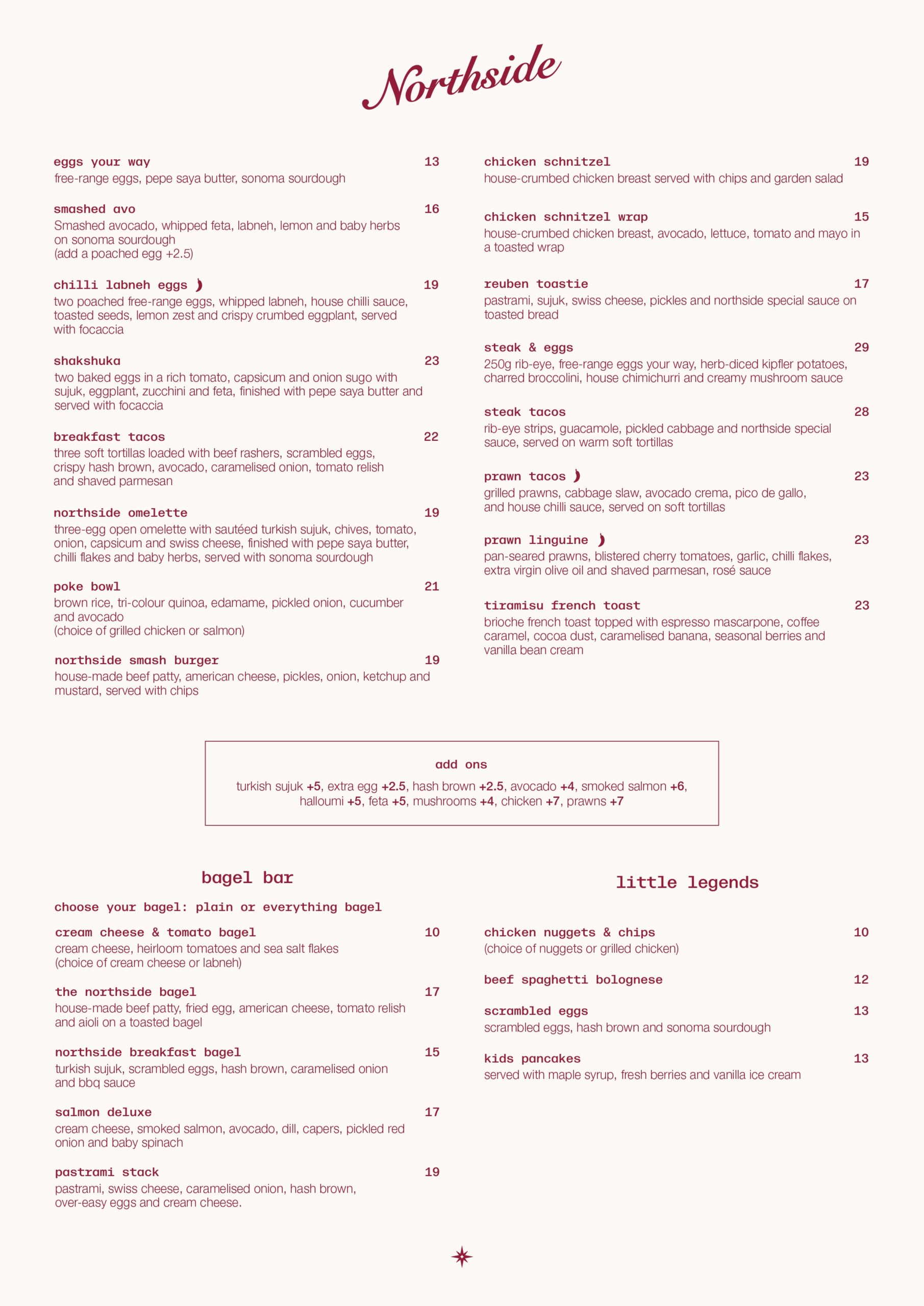 Northside Coffee All Day Menu Page 1